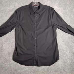 Denim & Flower Ricky Singh Mens Stretch Slim Fit Black Button Down Shirt L